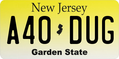 NJ license plate A40DUG