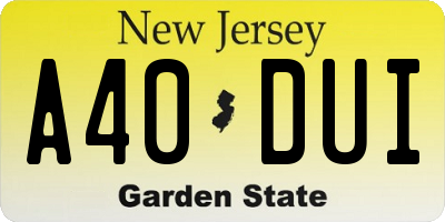 NJ license plate A40DUI