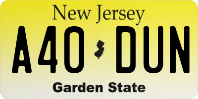 NJ license plate A40DUN