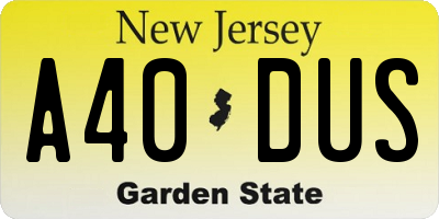 NJ license plate A40DUS