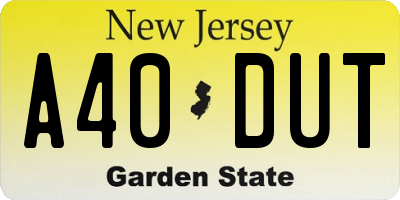 NJ license plate A40DUT