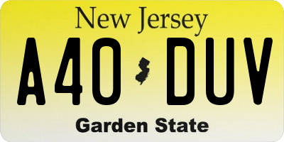 NJ license plate A40DUV