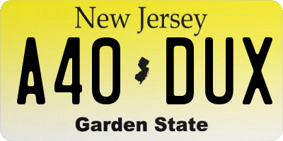 NJ license plate A40DUX