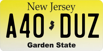 NJ license plate A40DUZ