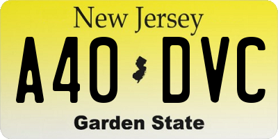 NJ license plate A40DVC
