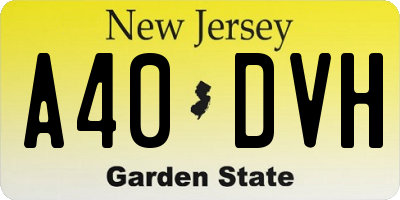 NJ license plate A40DVH