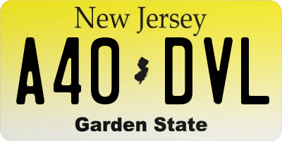 NJ license plate A40DVL
