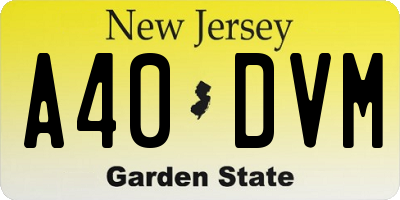 NJ license plate A40DVM