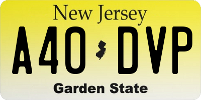 NJ license plate A40DVP