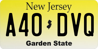 NJ license plate A40DVQ