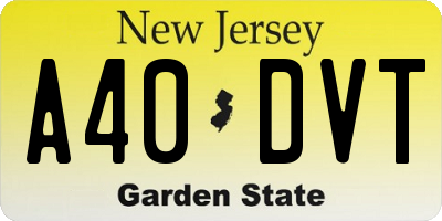 NJ license plate A40DVT