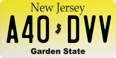 NJ license plate A40DVV