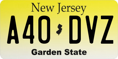 NJ license plate A40DVZ