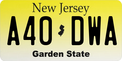 NJ license plate A40DWA