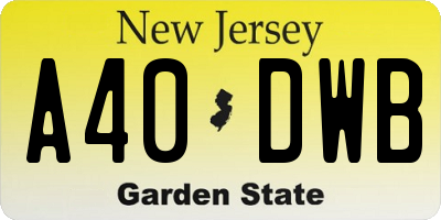 NJ license plate A40DWB