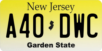 NJ license plate A40DWC