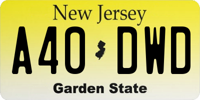 NJ license plate A40DWD