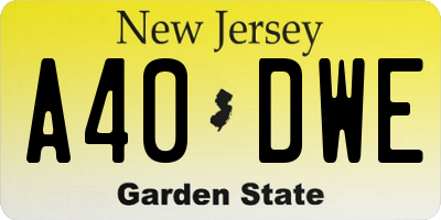 NJ license plate A40DWE