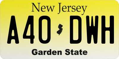 NJ license plate A40DWH