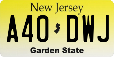 NJ license plate A40DWJ