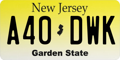 NJ license plate A40DWK