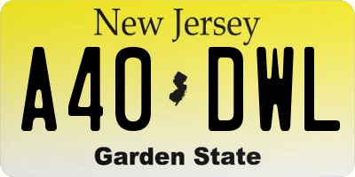 NJ license plate A40DWL
