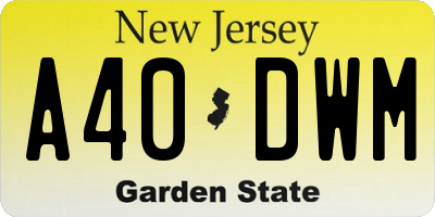 NJ license plate A40DWM