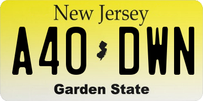 NJ license plate A40DWN