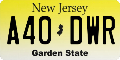 NJ license plate A40DWR