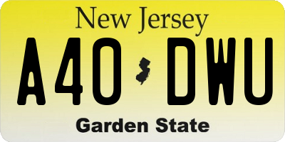 NJ license plate A40DWU