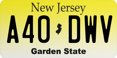 NJ license plate A40DWV