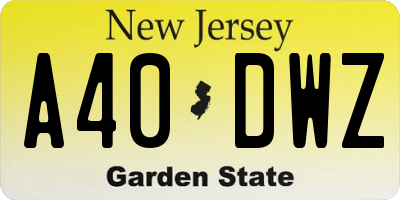 NJ license plate A40DWZ