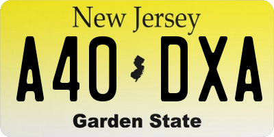 NJ license plate A40DXA