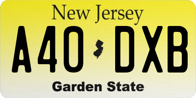 NJ license plate A40DXB