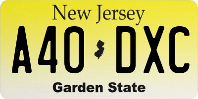 NJ license plate A40DXC