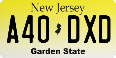 NJ license plate A40DXD