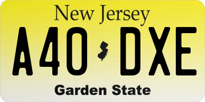 NJ license plate A40DXE