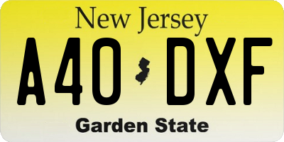 NJ license plate A40DXF