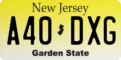 NJ license plate A40DXG