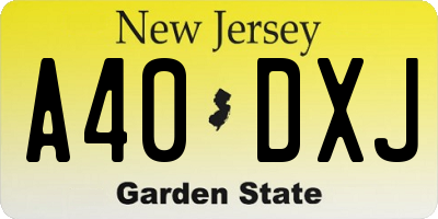 NJ license plate A40DXJ