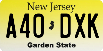 NJ license plate A40DXK