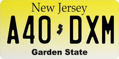 NJ license plate A40DXM
