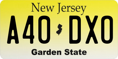 NJ license plate A40DXO
