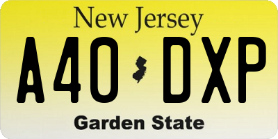 NJ license plate A40DXP