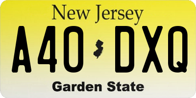 NJ license plate A40DXQ