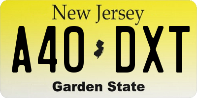 NJ license plate A40DXT