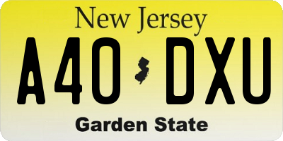 NJ license plate A40DXU