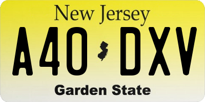 NJ license plate A40DXV