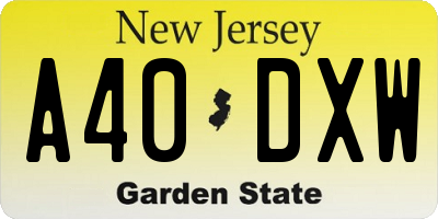 NJ license plate A40DXW