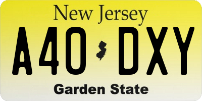 NJ license plate A40DXY